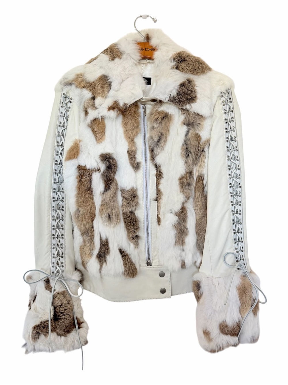 NWT Vintage Y2K Bebe Real Rabbit Fur & Leather Jacket - Size S
